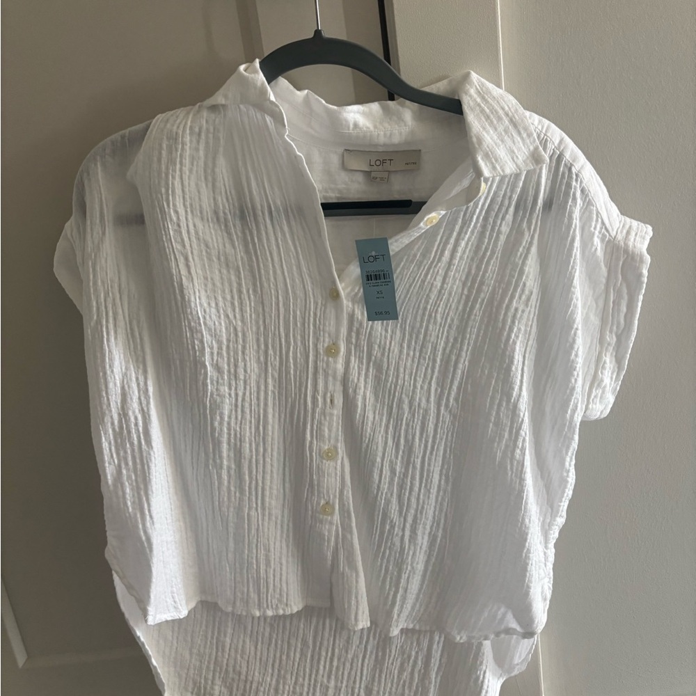 LOFT Ivory Textured Blouse